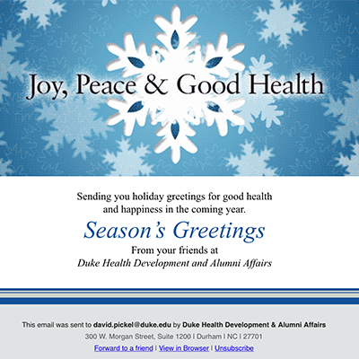 Holiday Greeting for Duke Health Development